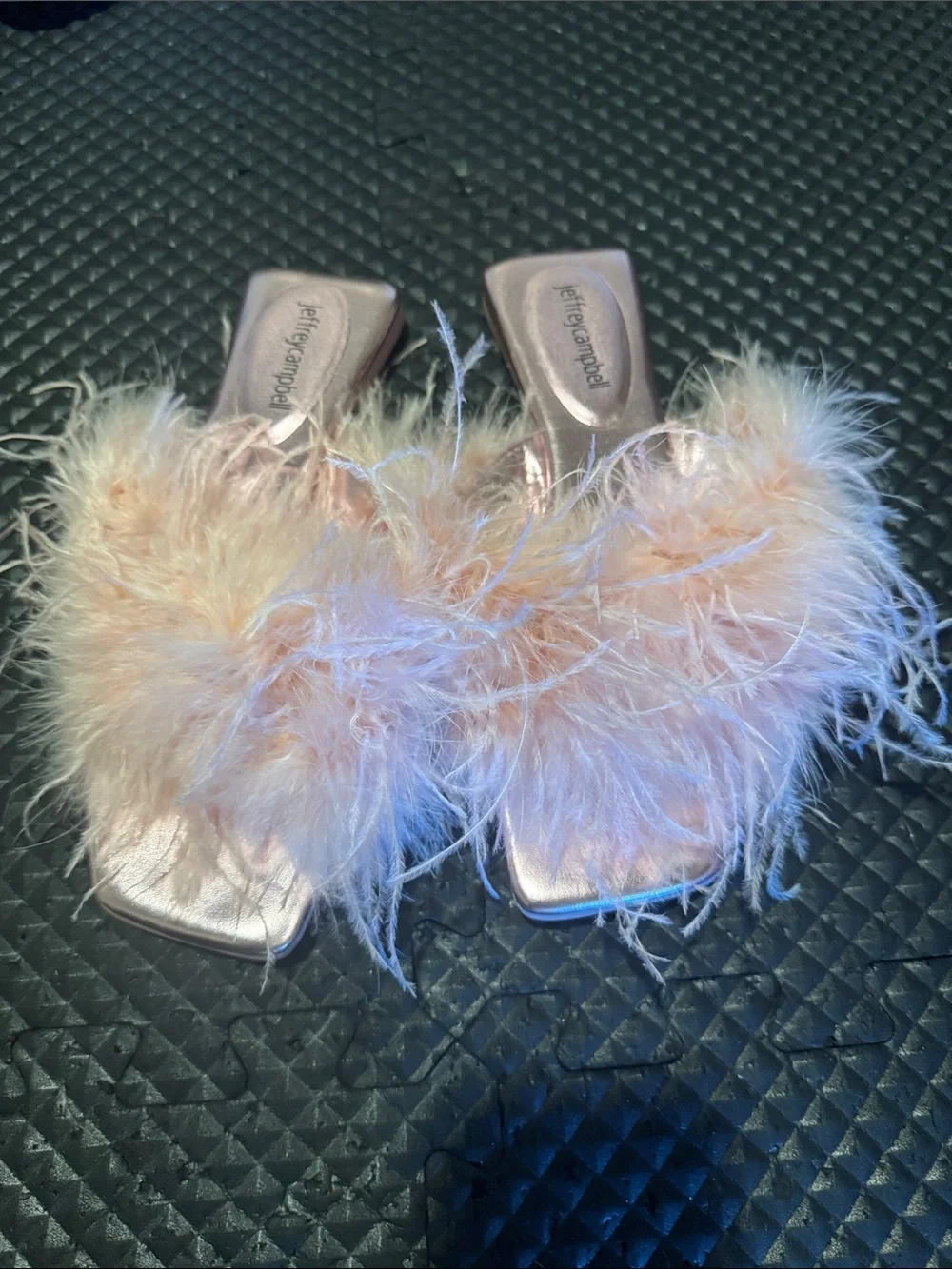 Jeffrey Campbell Kids Pale Pink Feather Slide Sandals